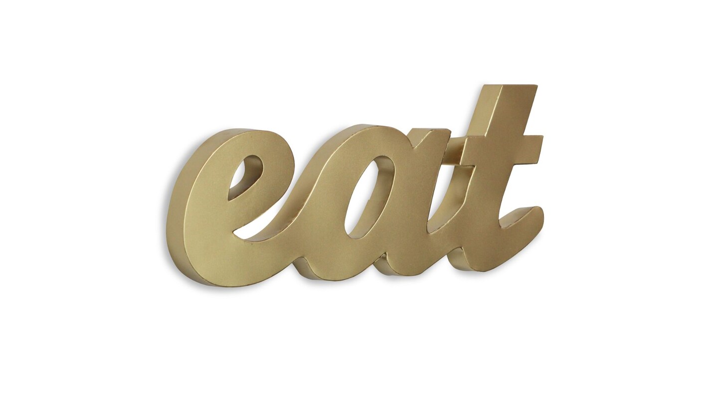Contemporary Home Living 22.5" Gold Galvanized Cursive "eat" Metal Wall Sign