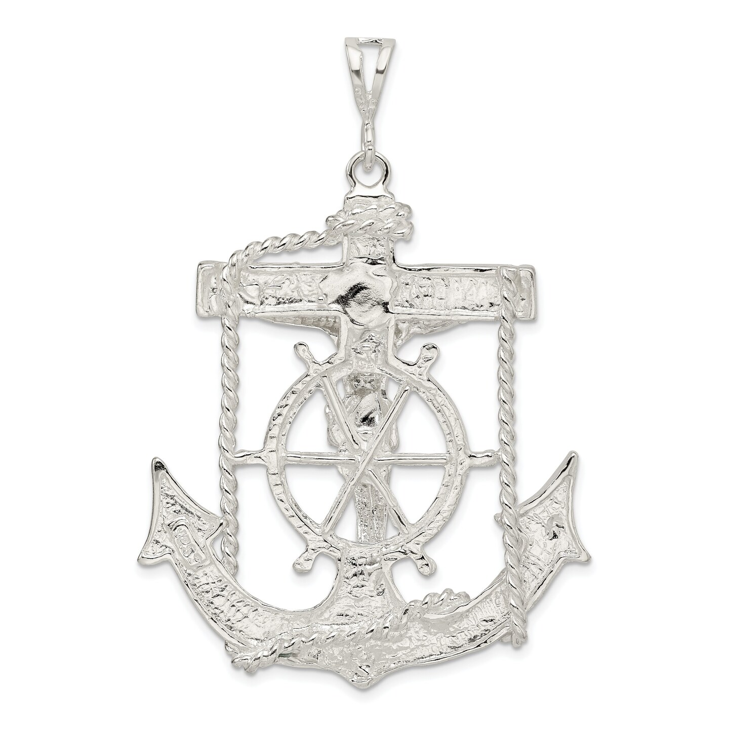 Sterling Silver Mariners Cross Pendant Charm Jewelry 66mm x 46mm