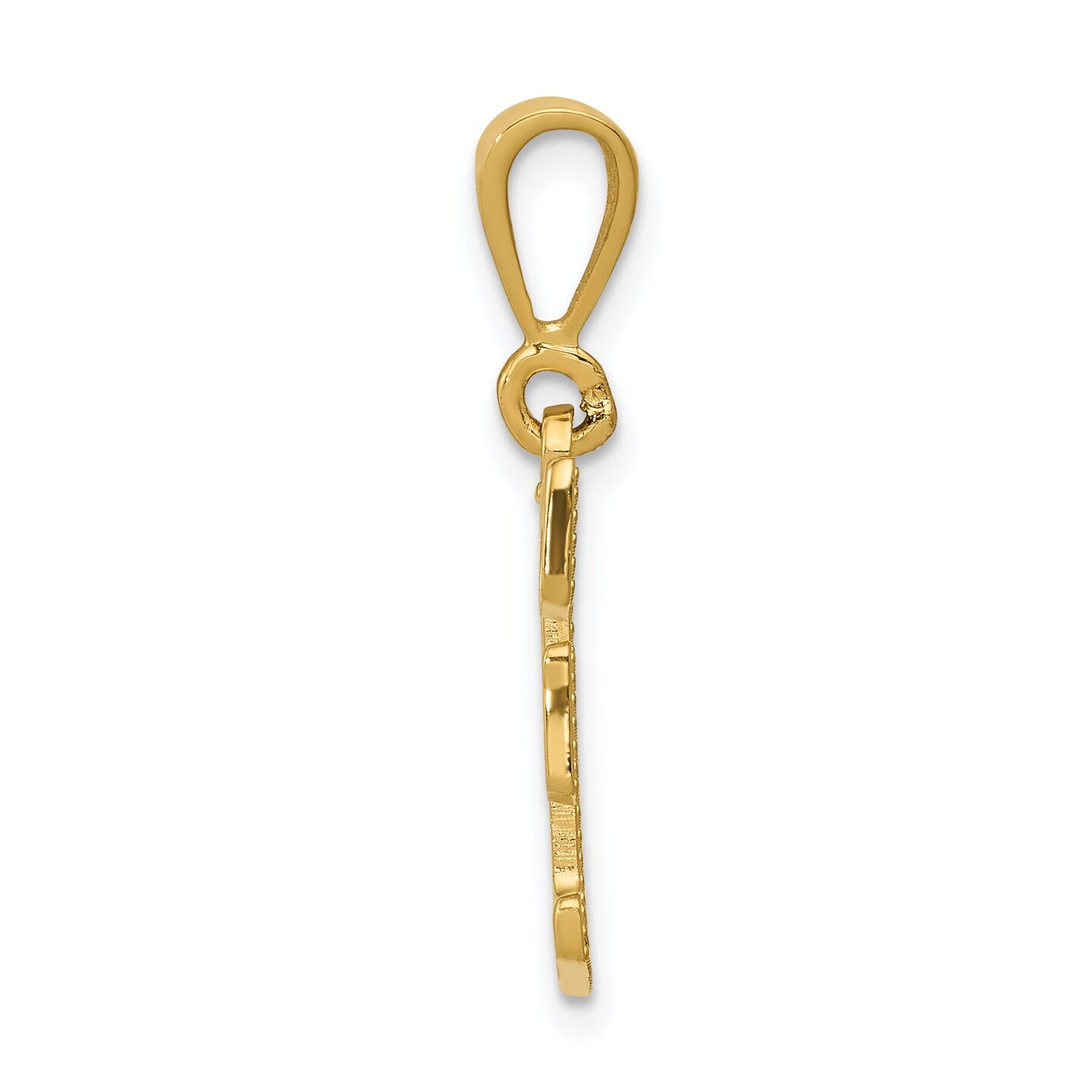 14K Yellow Gold Initial F Charm Letter Pendant Jewelry