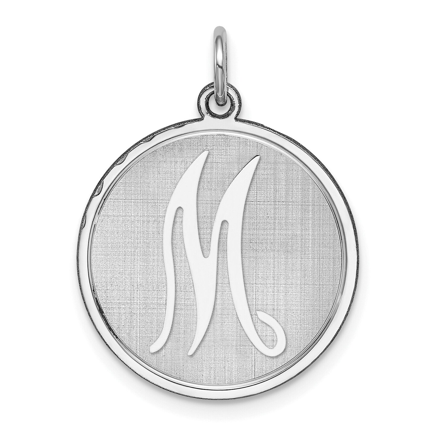 Sterling Silver Brocaded Initial Capital M Charm Jewerly 27mm x 20mm