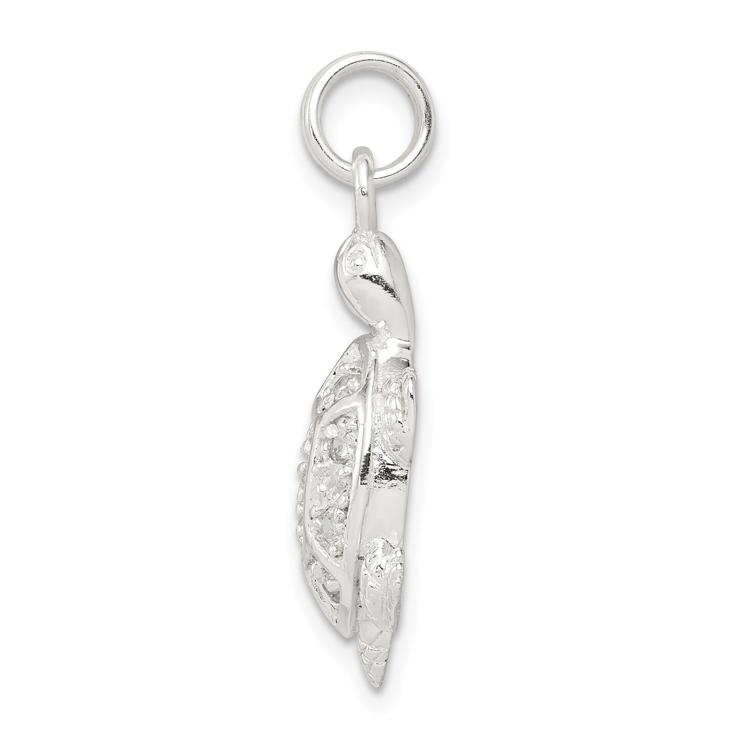 Sterling Silver Turtle Charm Pendant Reptile Jewelry 23mm x 14mm