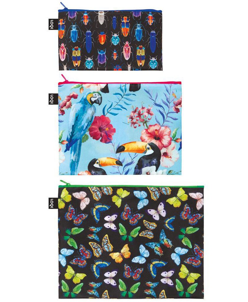 LOQI WILD Insects, Bird, Butterflies Zip Pockets