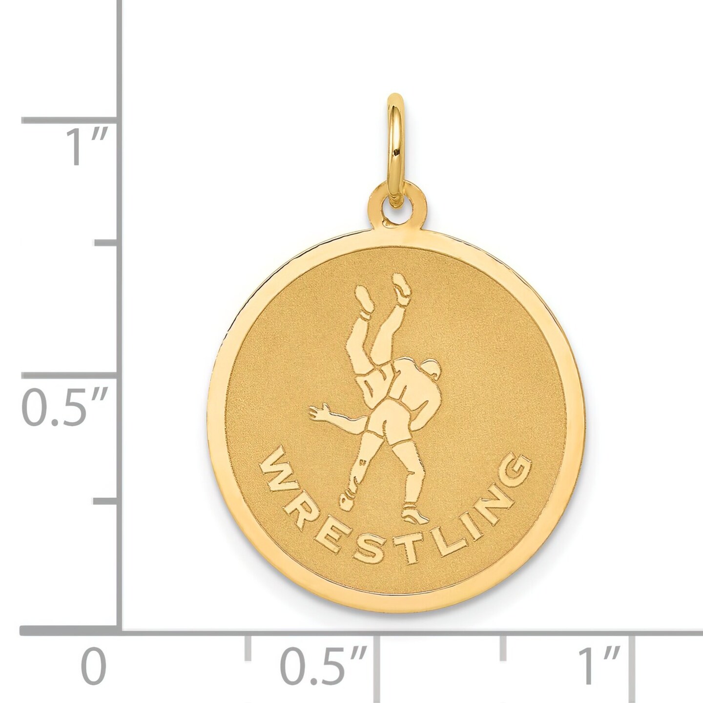 14K Yellow Gold Wrestling Charm Sports Jewelry Pendant 25mm x 20mm