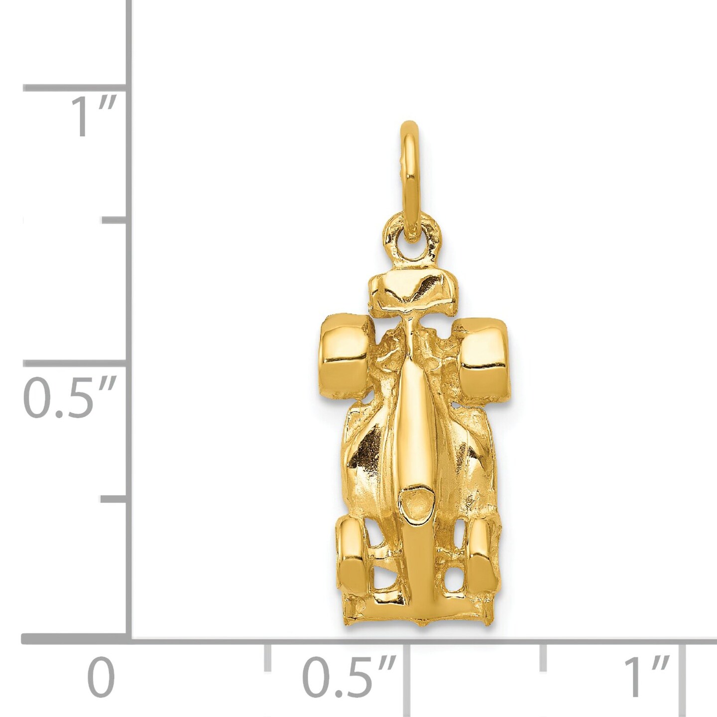 14K Yellow Gold 3D Race Car Charm Sports Racing Jewelry 22mm x 10mm