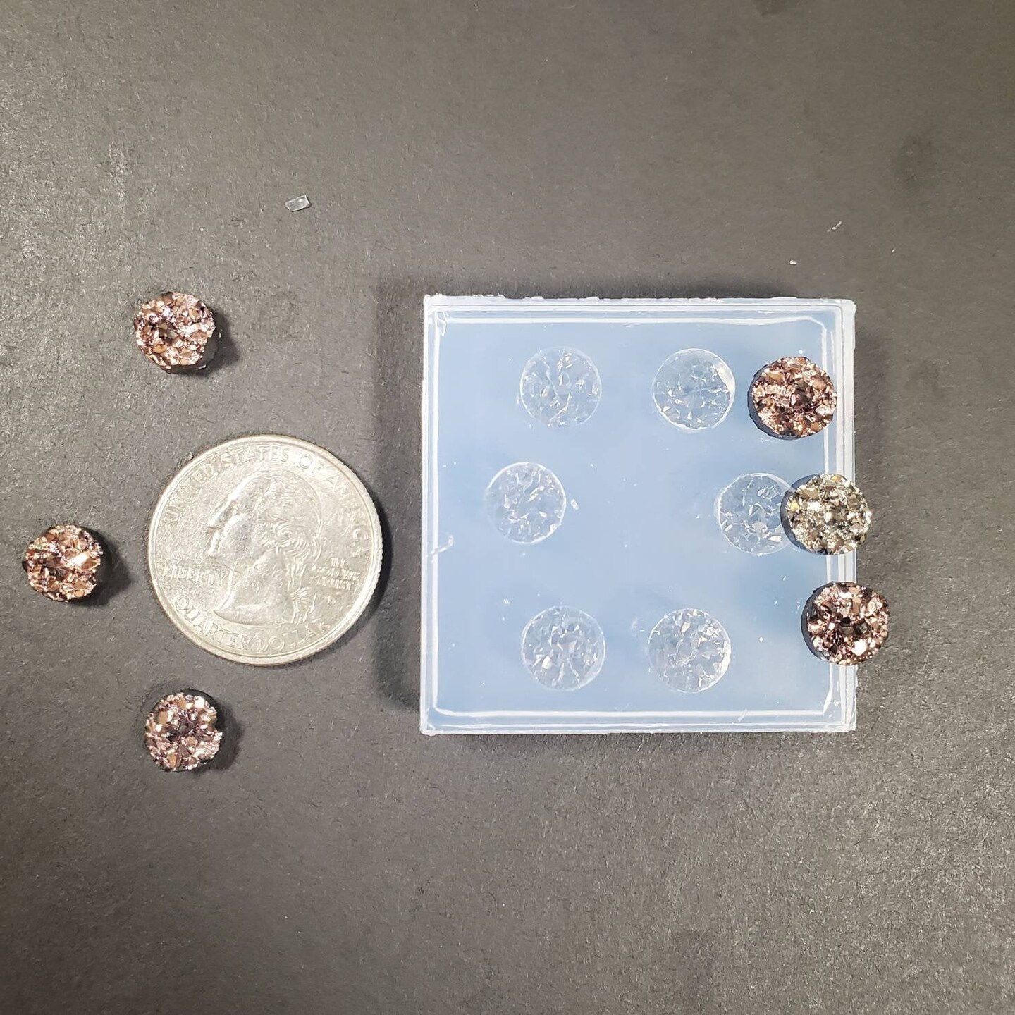 Circle 8mm Chunky Druzy Earring Silicone Mold(B4)
