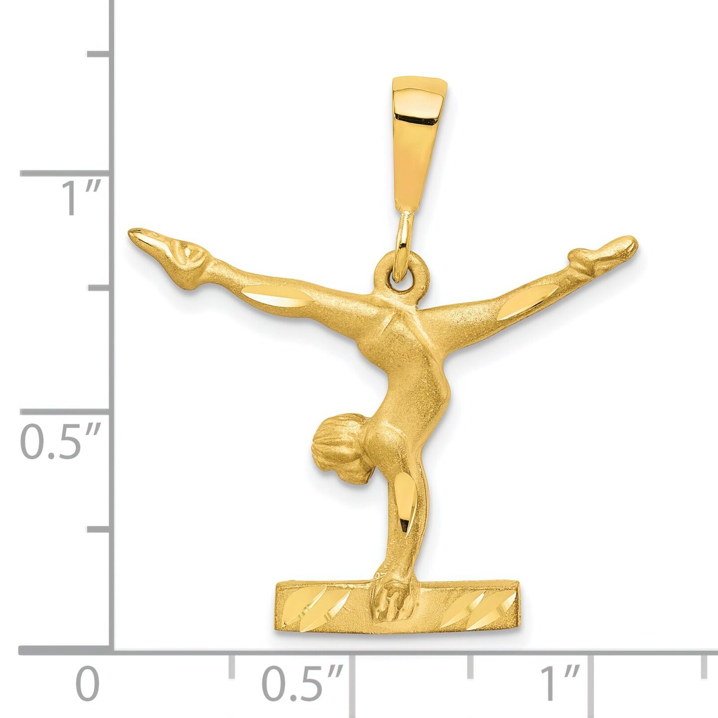10K Yellow Gold Gymnast on Balance Beam Charm Jewelry 30mm x 26mm