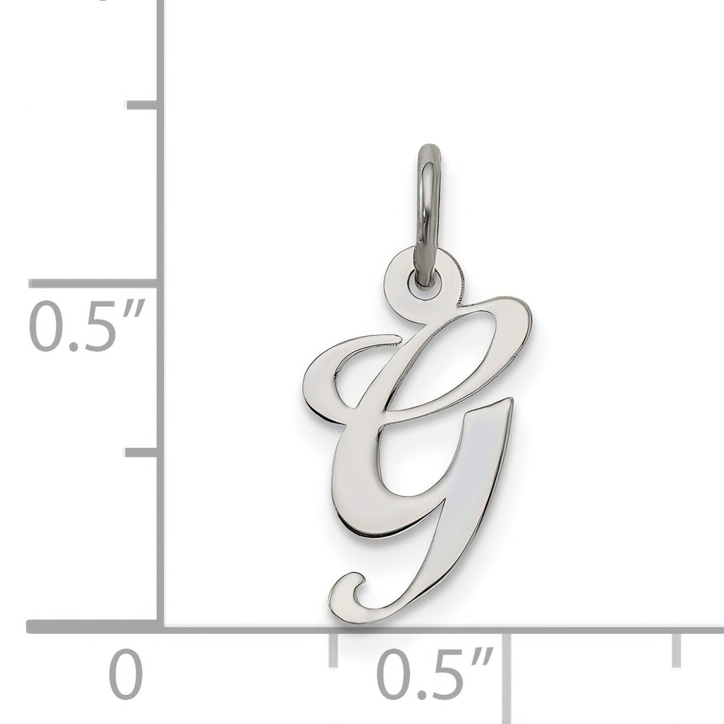 Sterling Silver Small Script Initial Letter G Charm Jewerly 16mm x 10mm