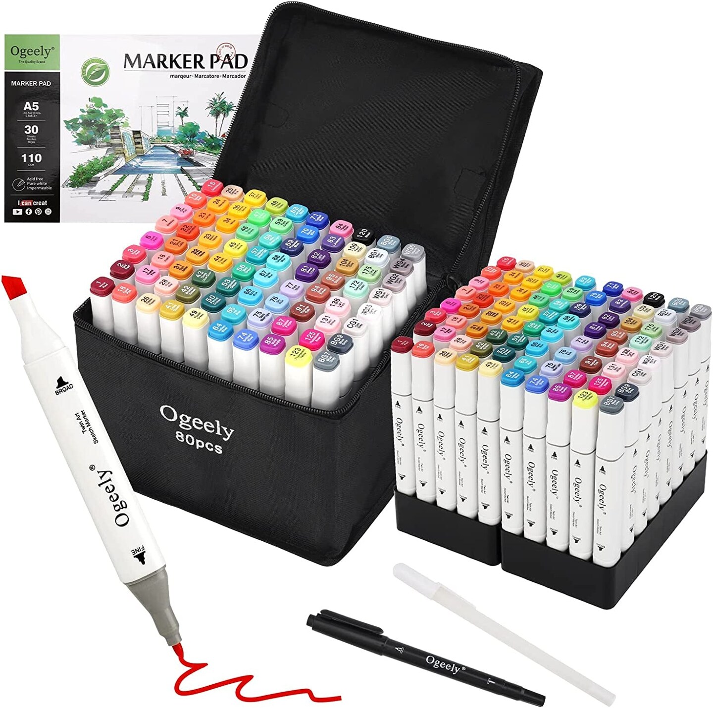Alcohol Markers, 82 Color Dual Tip Art Markers for Kids Adults