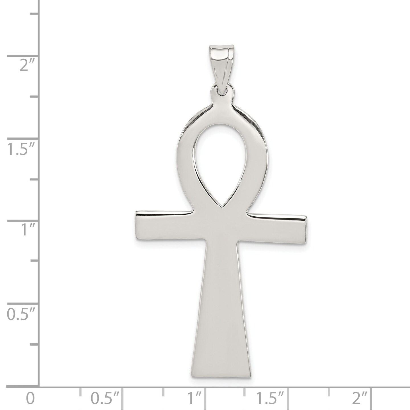 Sterling Silver Ankh Pendant Charm Religious Jewelry 50mm x 26mm