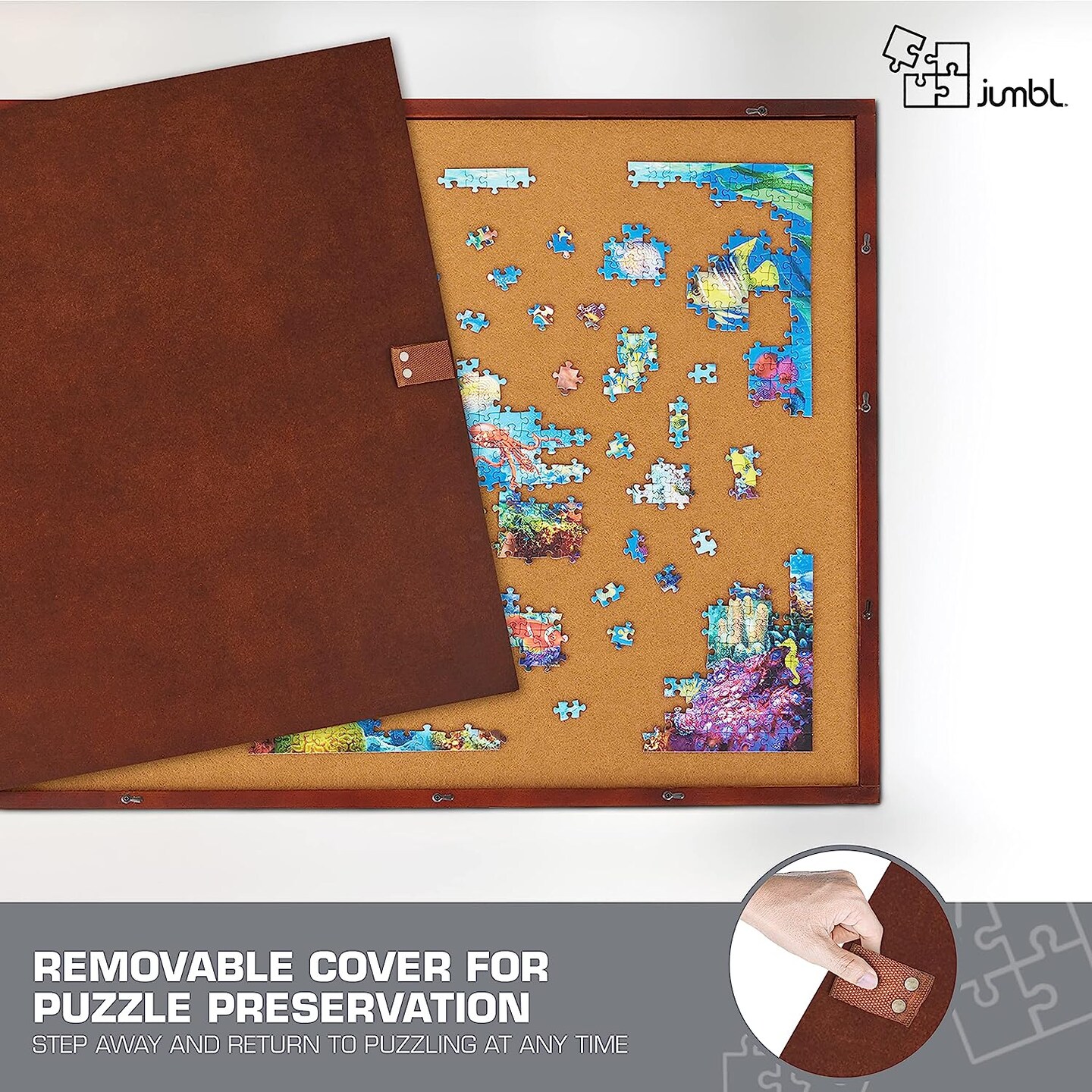 Jumbl 1500 Piece Puzzle Board, 27” x 35” Wooden Jigsaw Puzzle Table Board