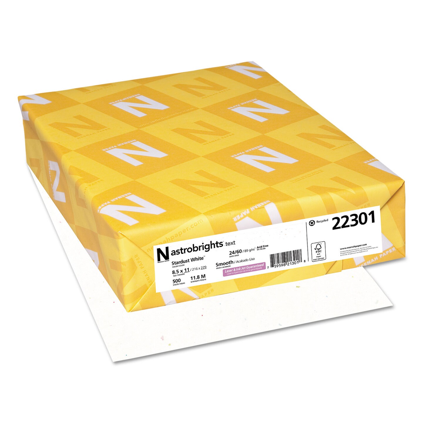 Astrobrights Color Paper 24 lb 8.5 x 11 Stardust White 500/Ream
