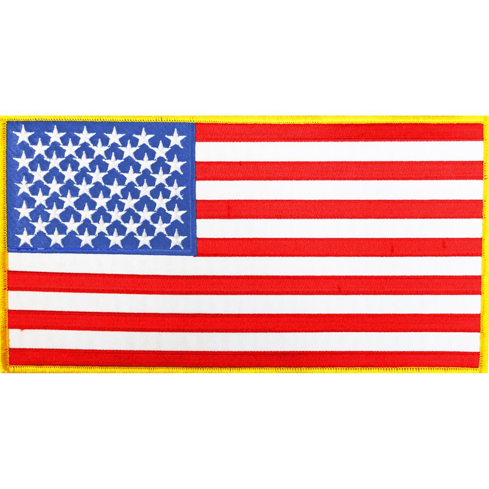 American Flag with Yellow Border Patch 9 1/4&#x22; x 6 1/4&#x22;