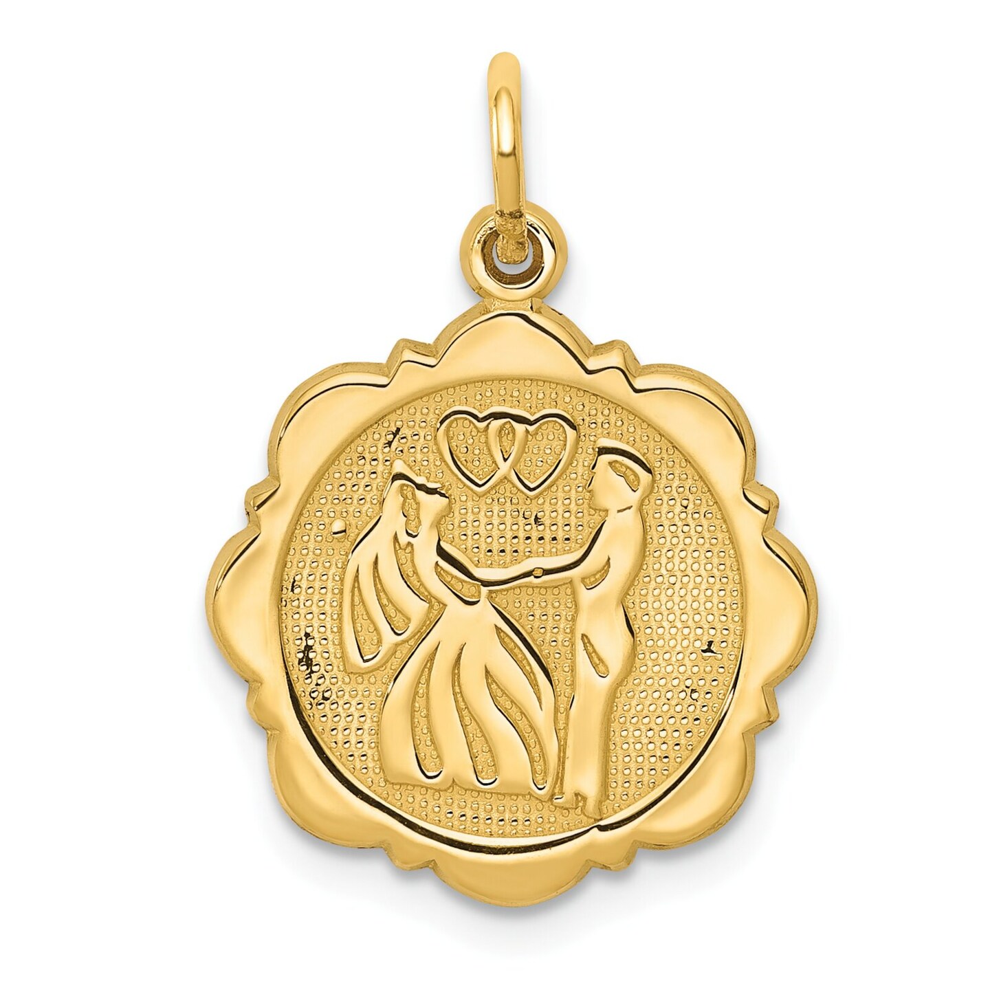 14K Gold Bride &#x26; Groom Charm Wedding Marriage Pendant Jewerly 23mm x 15mm