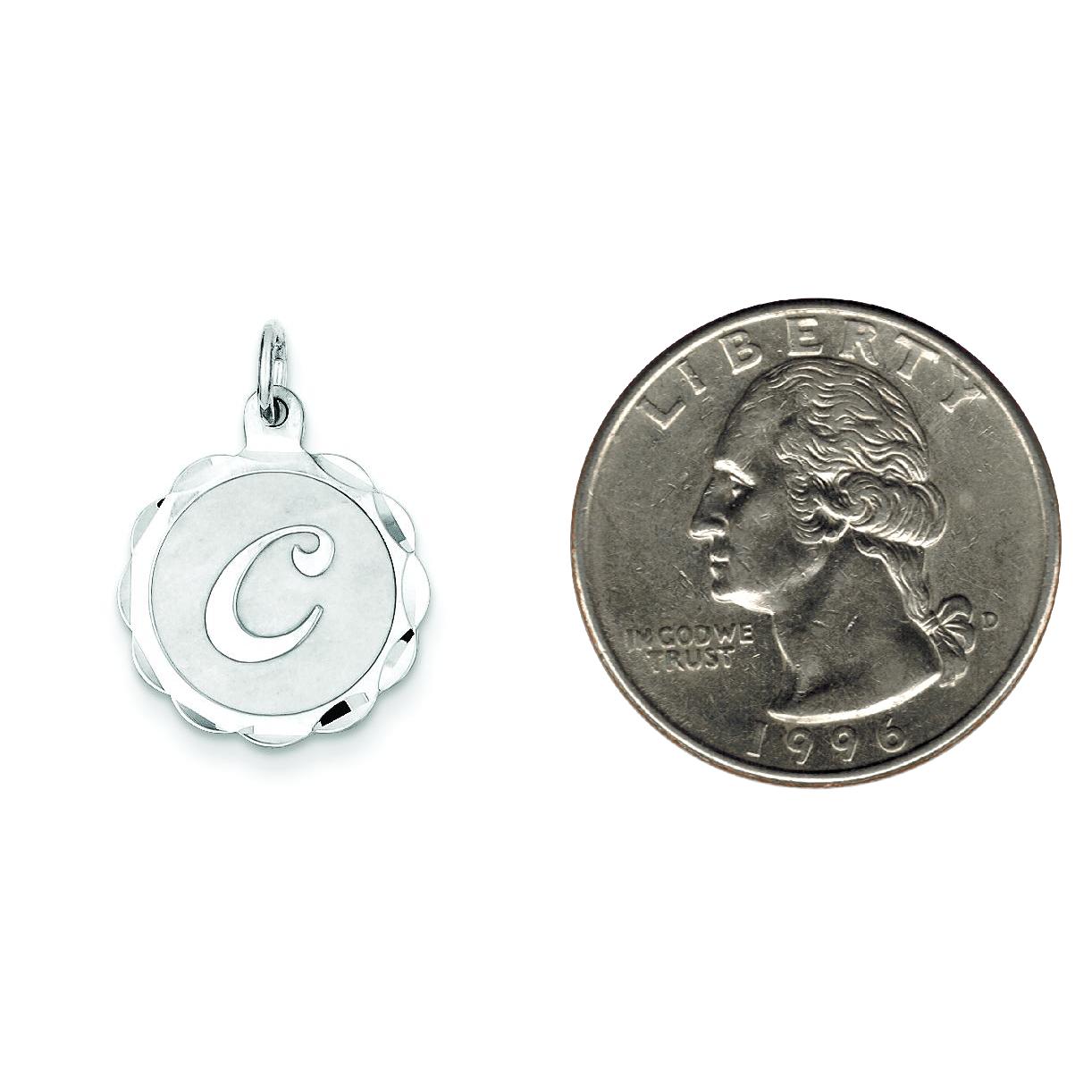 Sterling Silver Brocaded Lower Case Initial C Charm Jewerly 22mm x 16mm