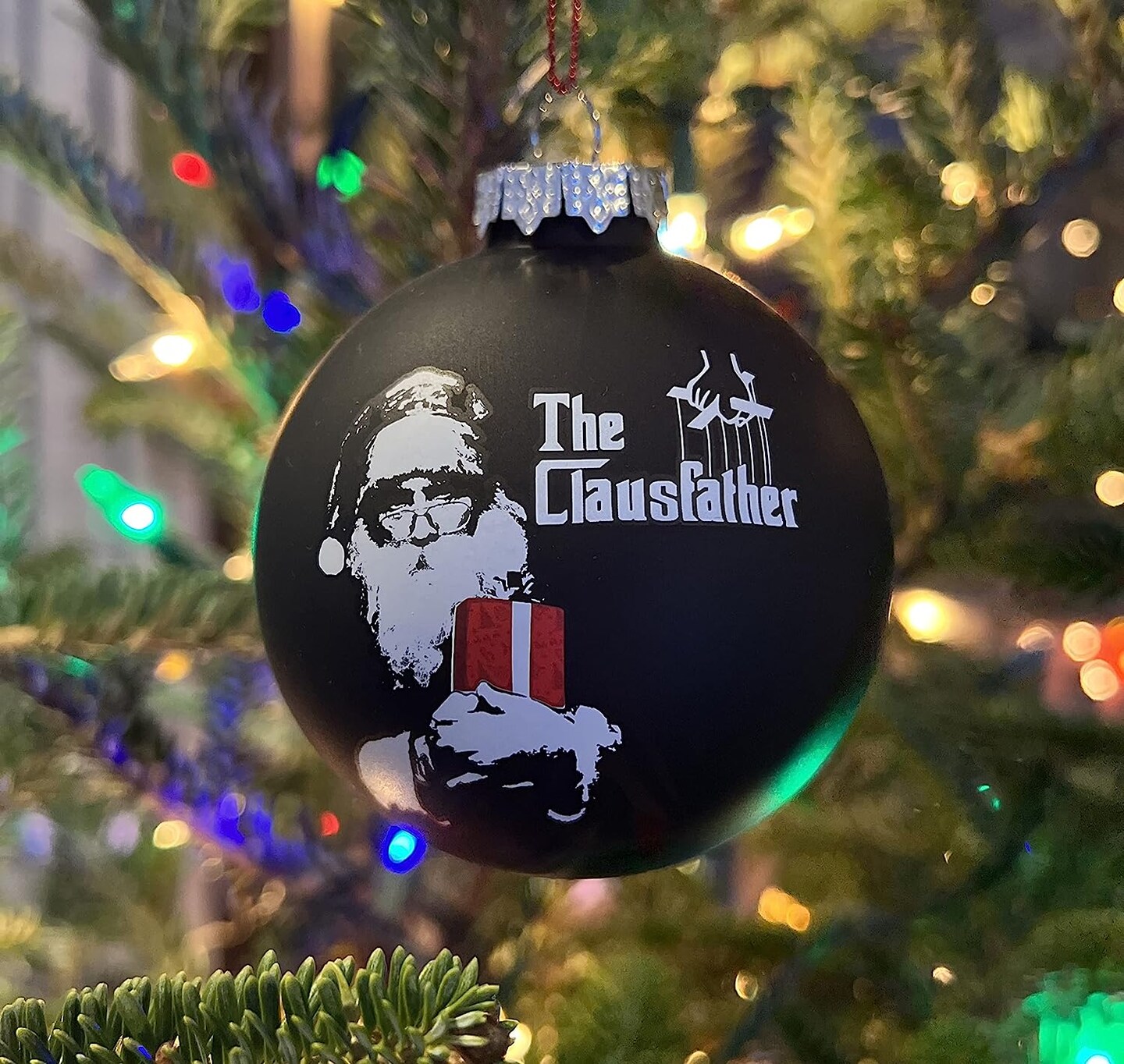 Tree Buddees The Clausfather Movie Poster Parody Funny Glass Christmas Ornaments