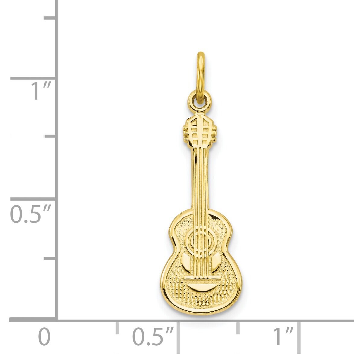 10K Gold Acoustic Guitar Charm Music Pendant Jewelry 28mm x 19mm