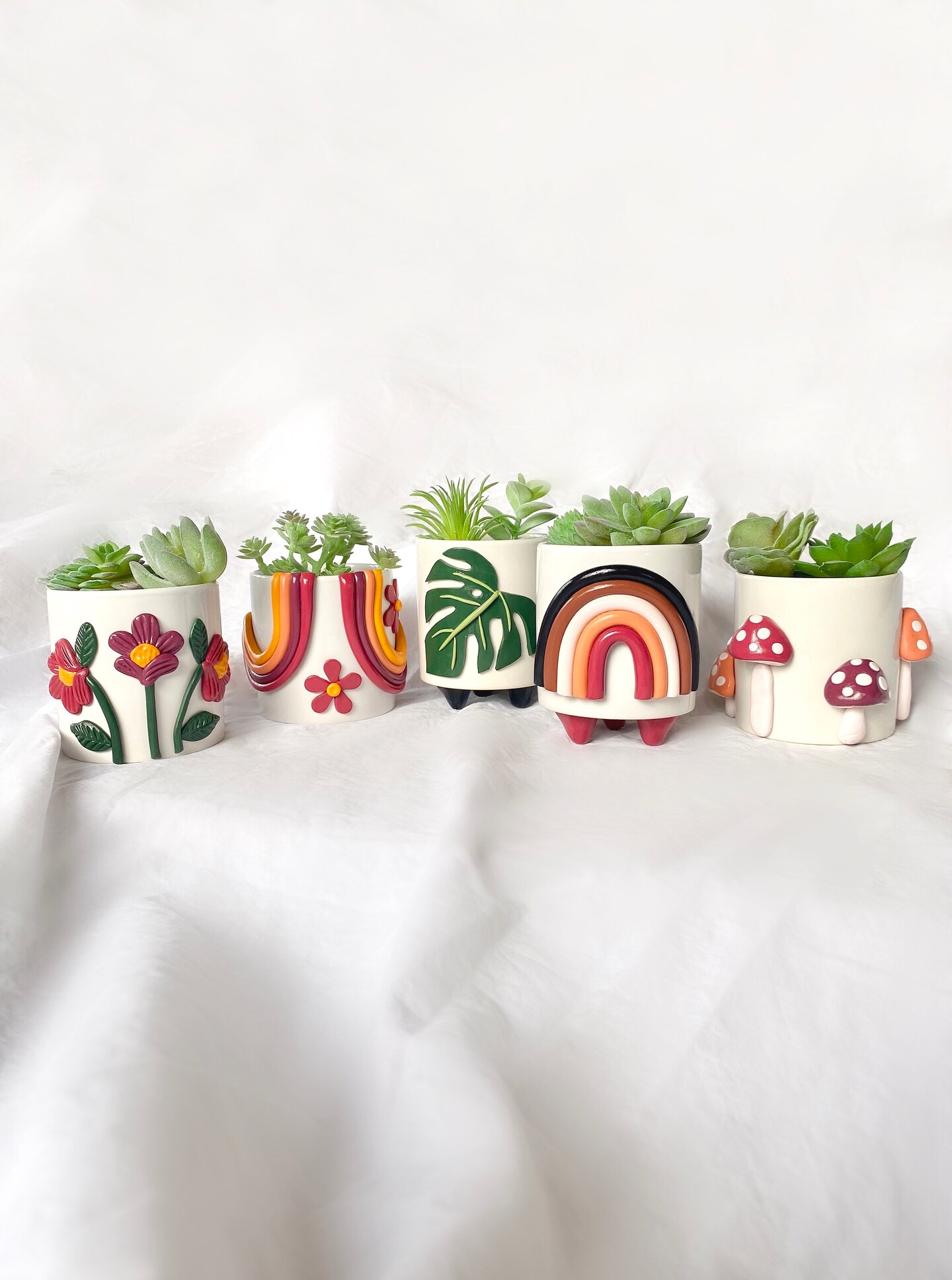 Neutral Planter Pots, Rainbow Planter, Succulent Planters, Monstera Leaf Home Decor, Boho Ceramics, Modern Ceramic Pots, Home Accents product 3