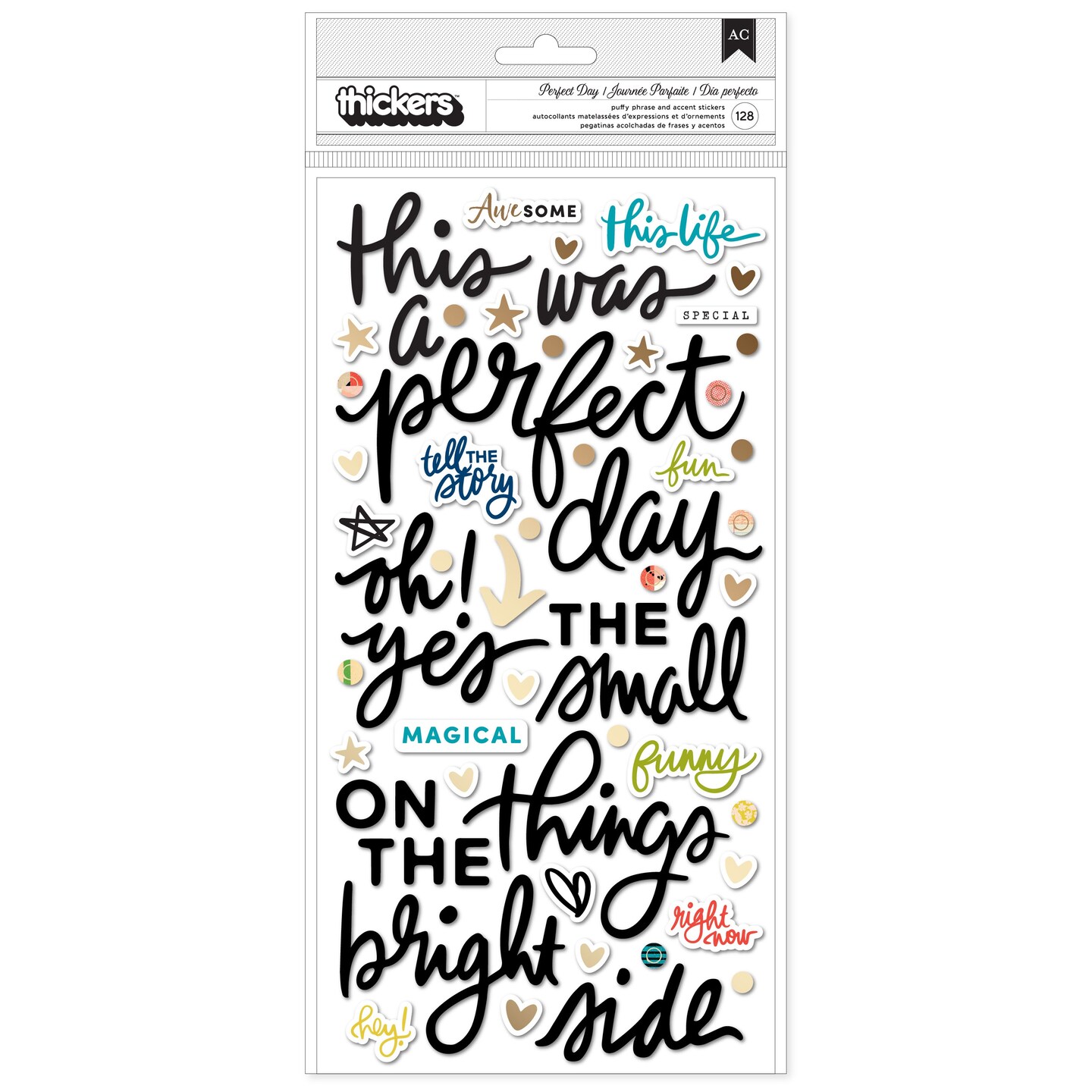 Vicki Boutin Print Shop Thickers Stickers 128/Pkg-Perfect Phrase & Accent/Puffy | Michaels