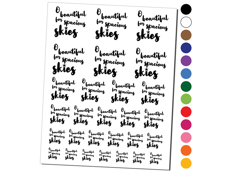 O Beautiful for Spacious Skies America the Beautiful Patriotic USA Temporary Tattoo Water Resistant Fake Body Art Set