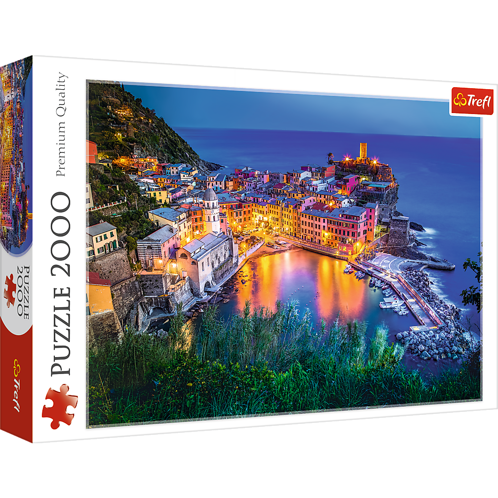 2000 Piece Jigsaw Puzzles, Vernazza At Dusk, Italian Riviera Puzzle, Coast of Italy Puzzle, Adult Puzzles, Trefl 27086