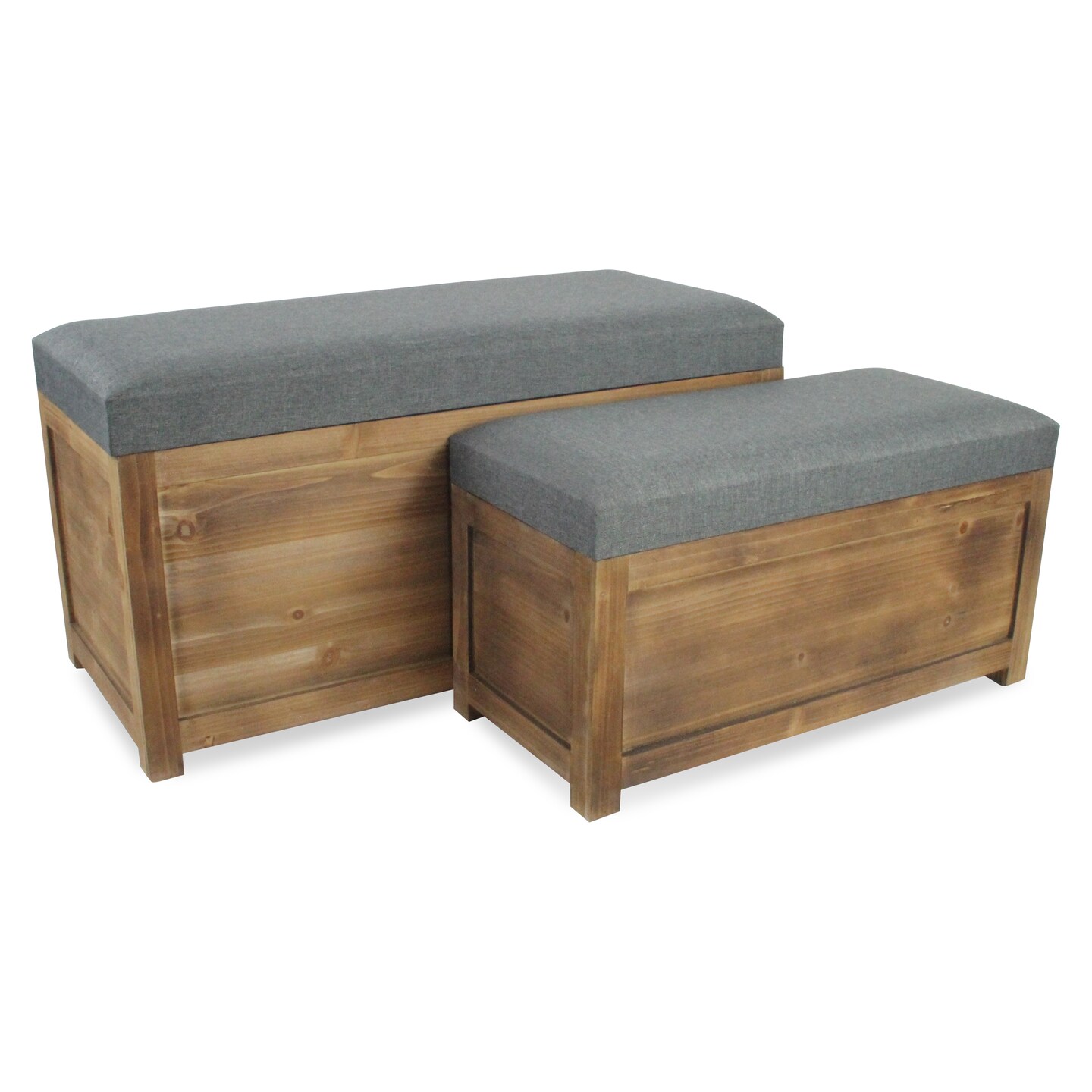 Contemporary Home Living Set of 2 Brown and Gray Rectangular Storage Bench