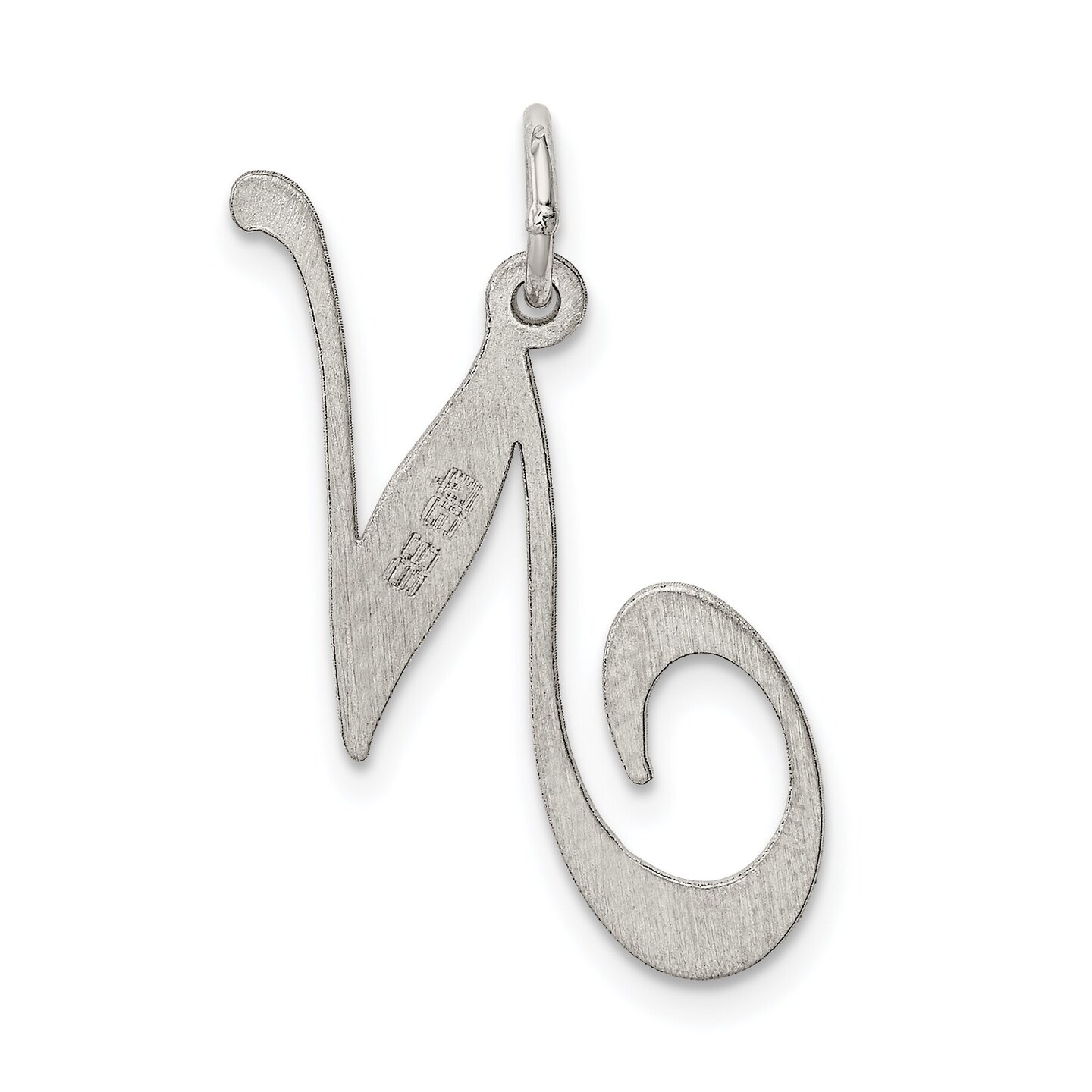 Sterling Silver Large Script Initial Letter N Charm Jewerly 21mm x 17mm