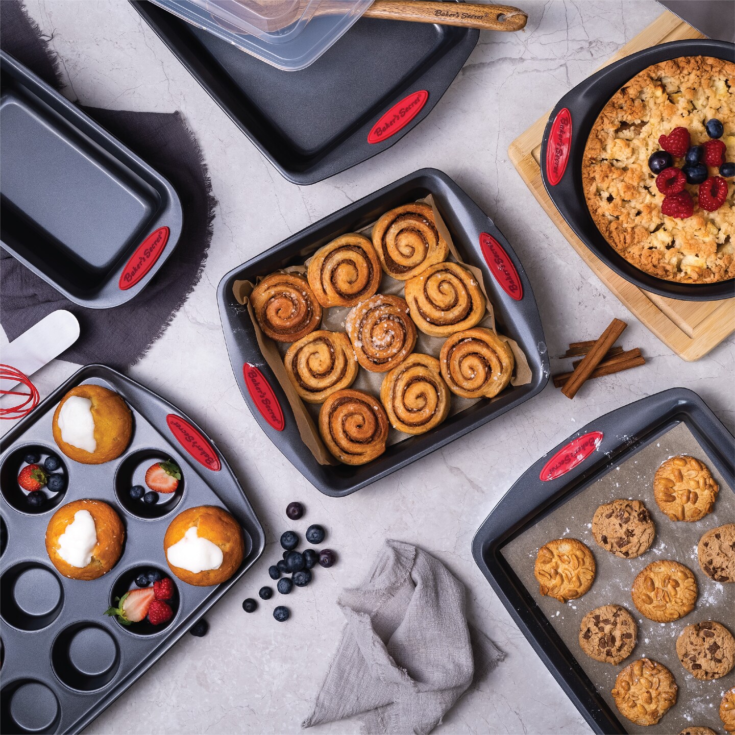 Baker's Secret Bakeware Sets - 8 Pieces Baking Pans Set with Grip