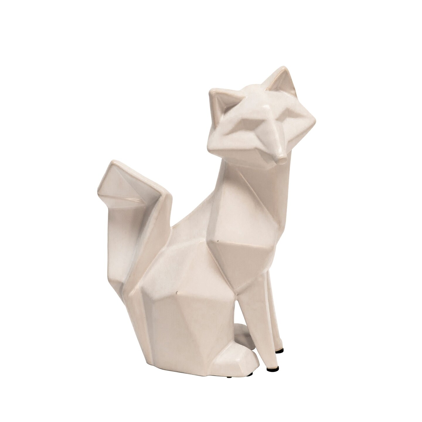 Kingston Living 9.75" White Ceramic Sitting Fox Tabletop Figurine