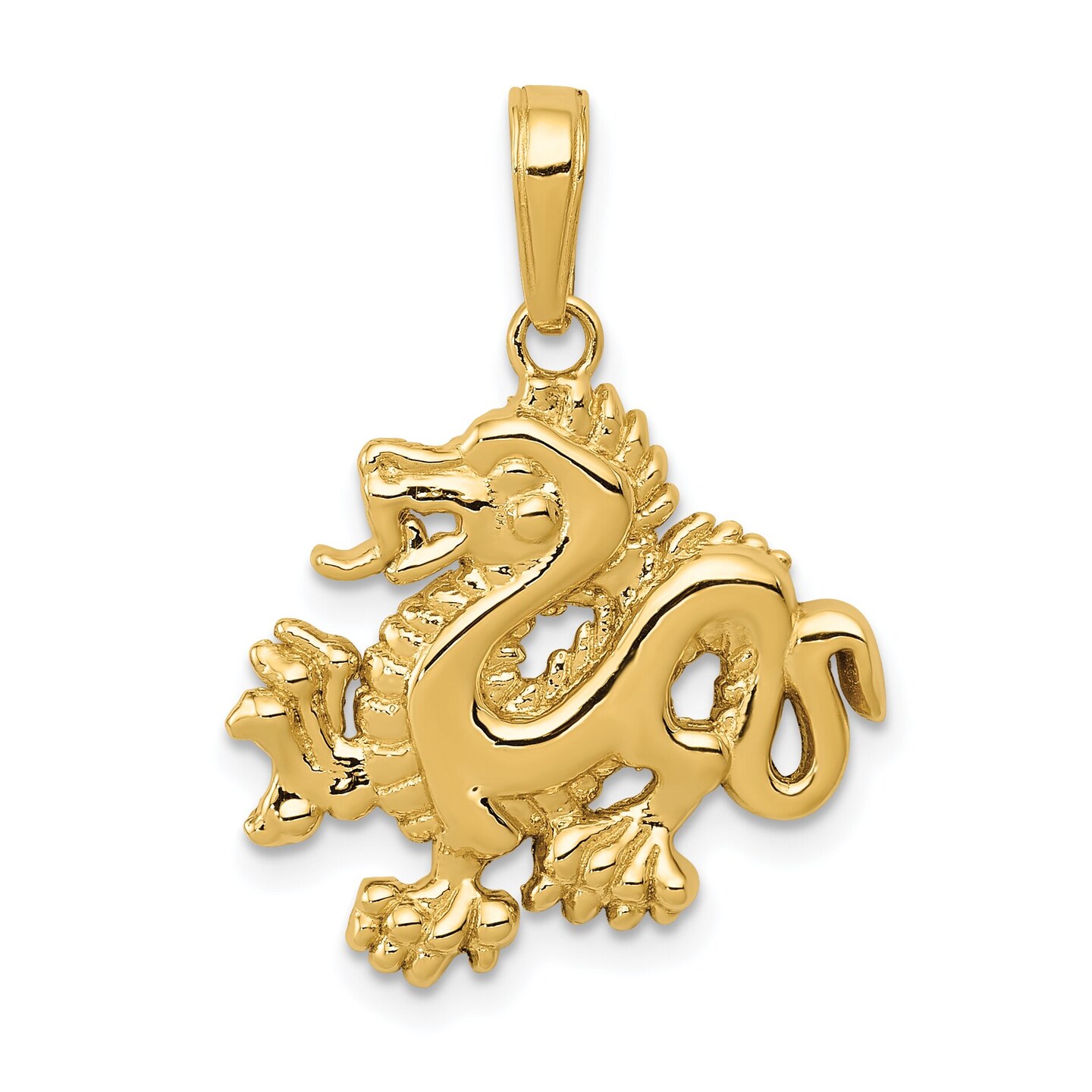 14K Yellow Gold Dragon Charm Polished Pendant Jewelry 23mm x 18.5mm