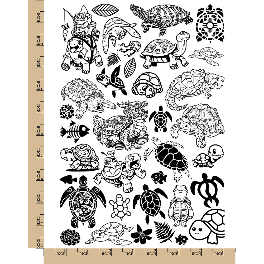 Turtles and Tortoises Temporary Tattoo Water Resistant Fake Body Art Set Collection