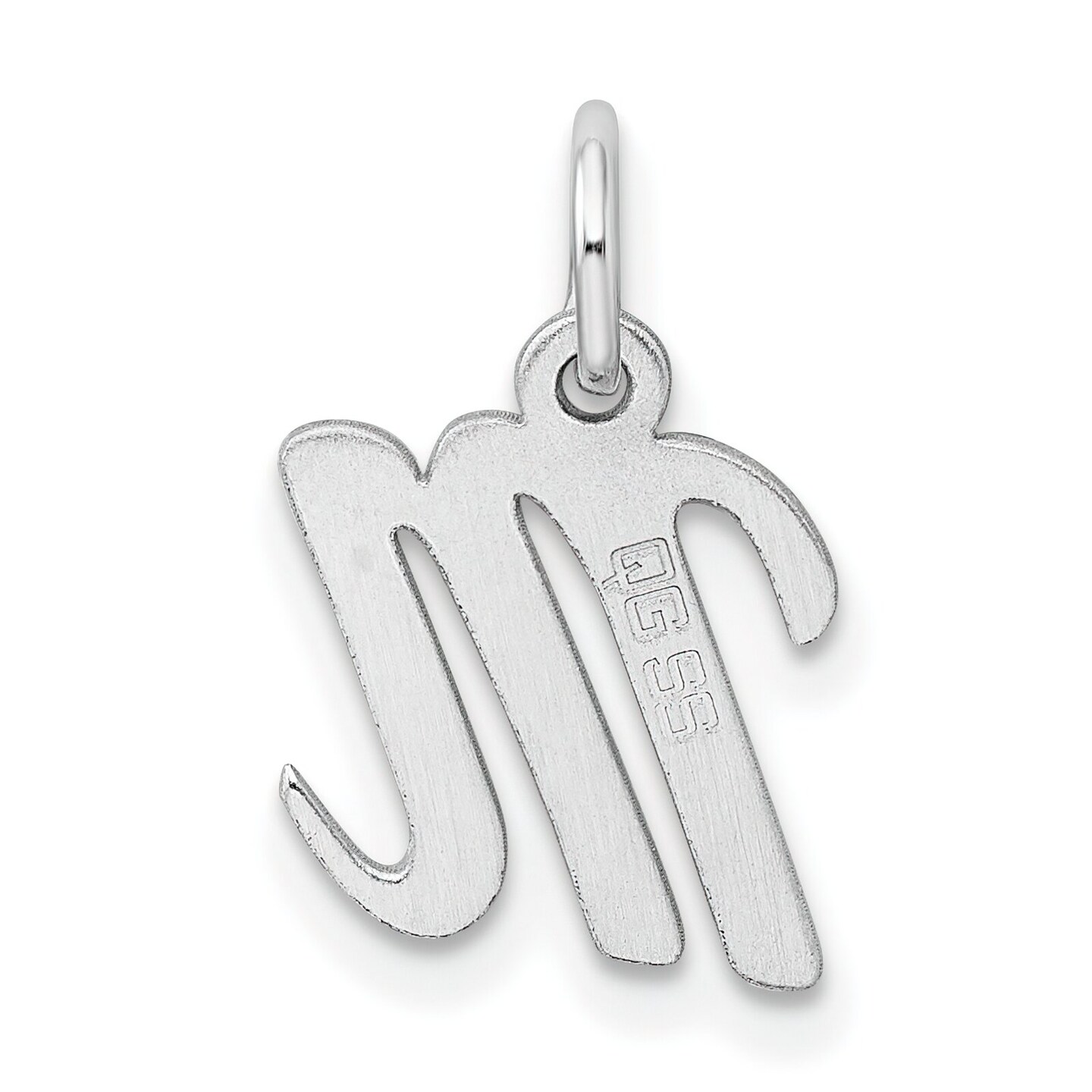 Sterling Silver Small Script Initial Letter M Charm Jewerly 16mm x 8mm
