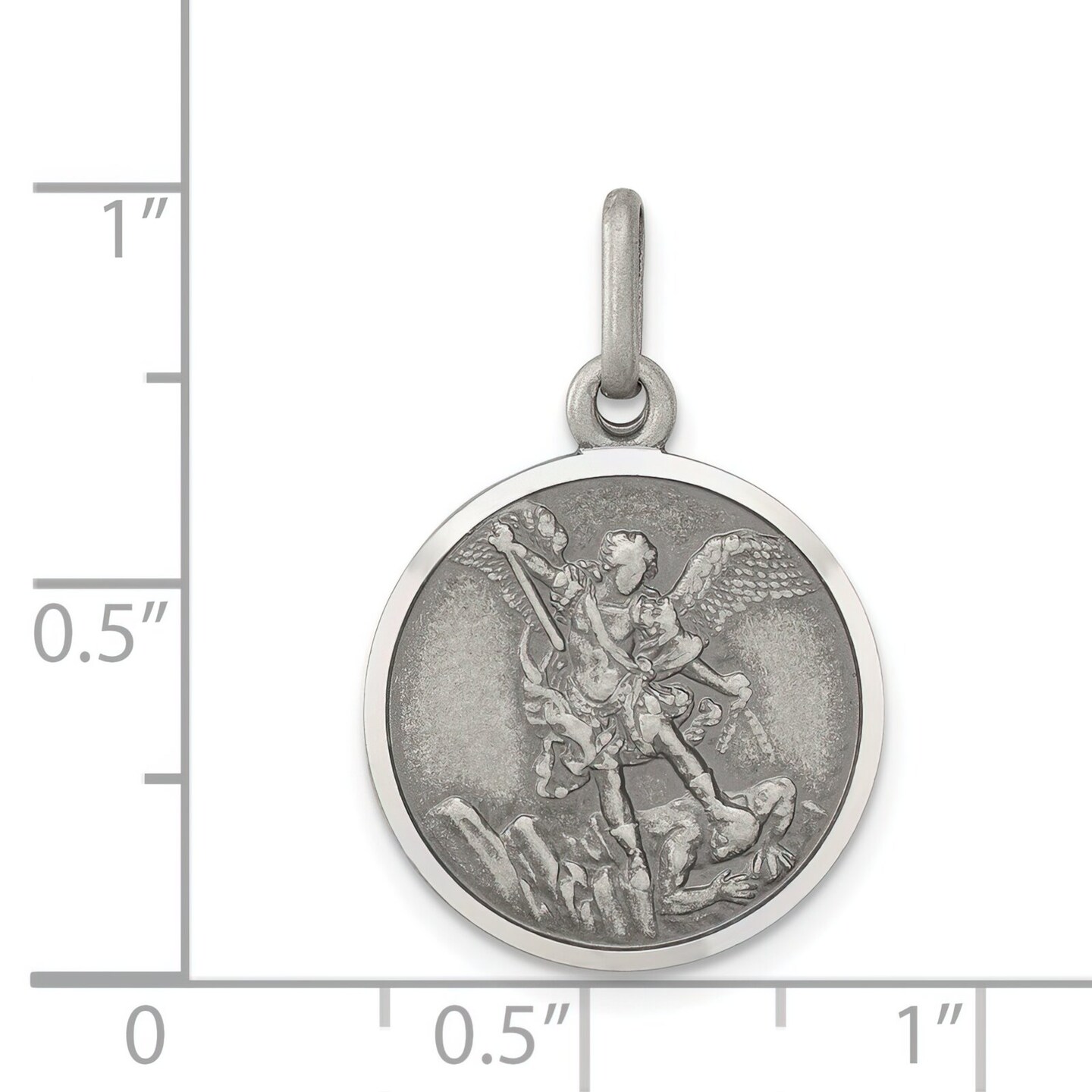 Sterling Silver Saint Michael Round Medal Pendant