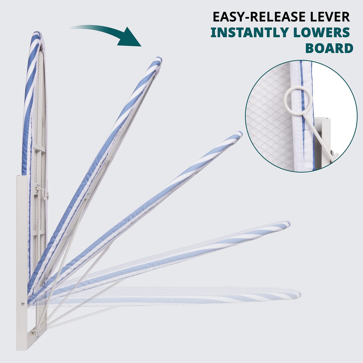 Ivation Foldable Ironing Board Compact Wall-Mount with Removable Cover