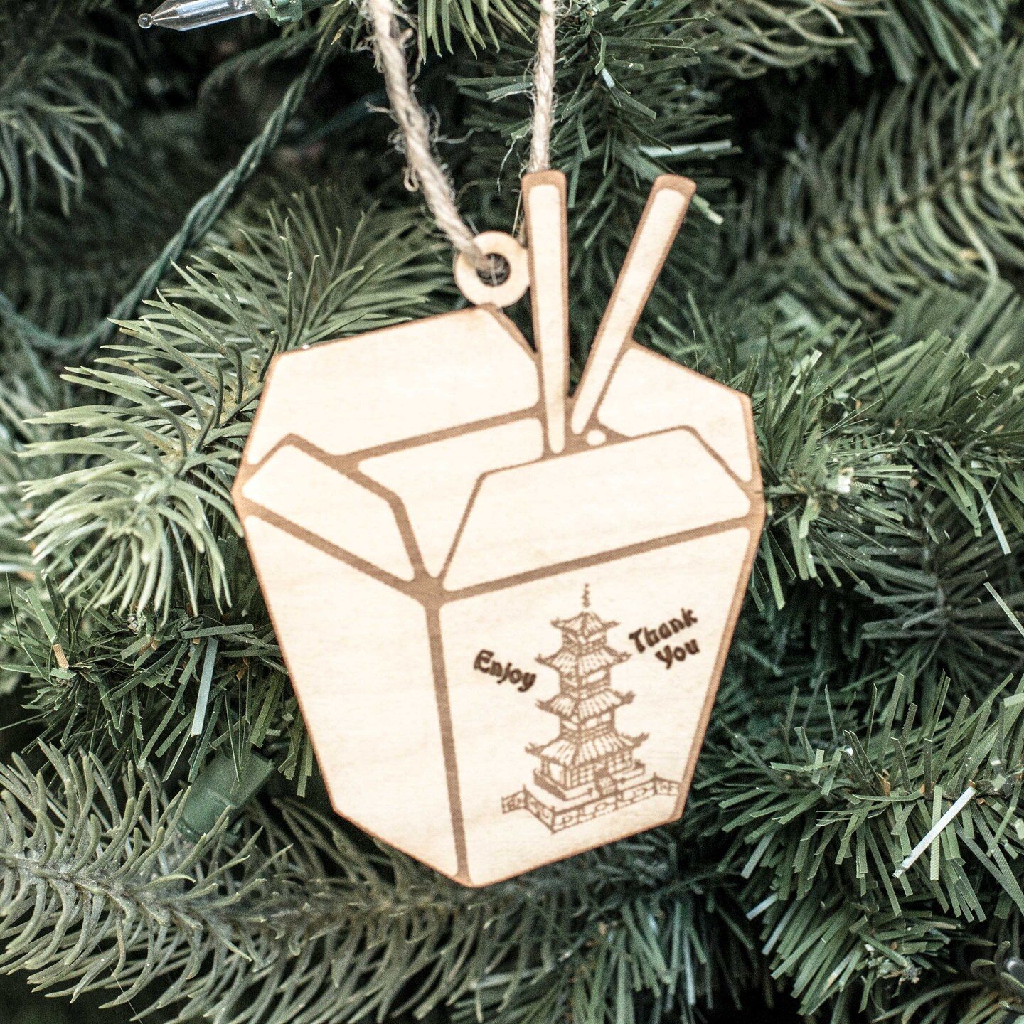 Ornament - Chinese Take-Out - Raw Wood 3x4in Ornament - Chinese Take-Out - Raw Wood 3x4in