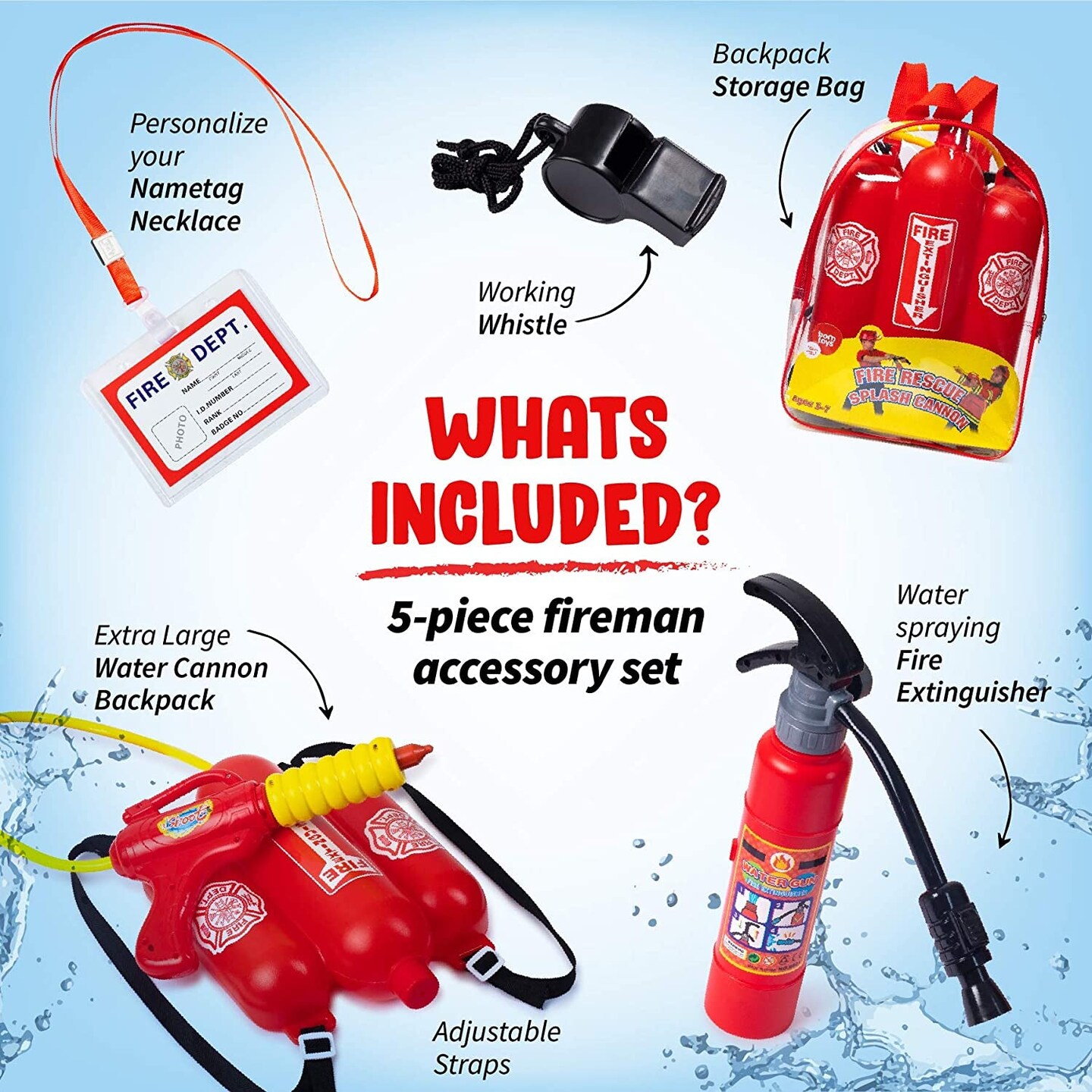 ArtCreativity Fire Extinguisher Squirt Toy for Kids (Set of 2), 7” Water  Gun wi