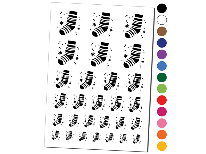 Christmas Stocking Sock Temporary Tattoo Water Resistant Fake Body Art Set Collection