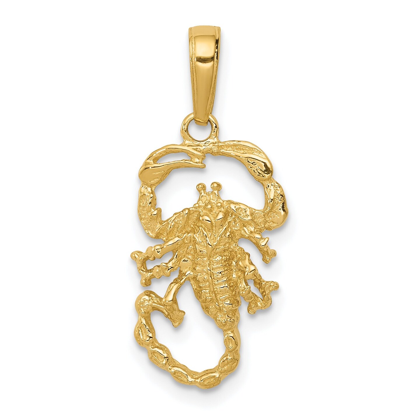 14K Yellow Gold Scorpion Charm Scorpio Zodiac Pendant Jewerly 24.5mm x 15.5mm