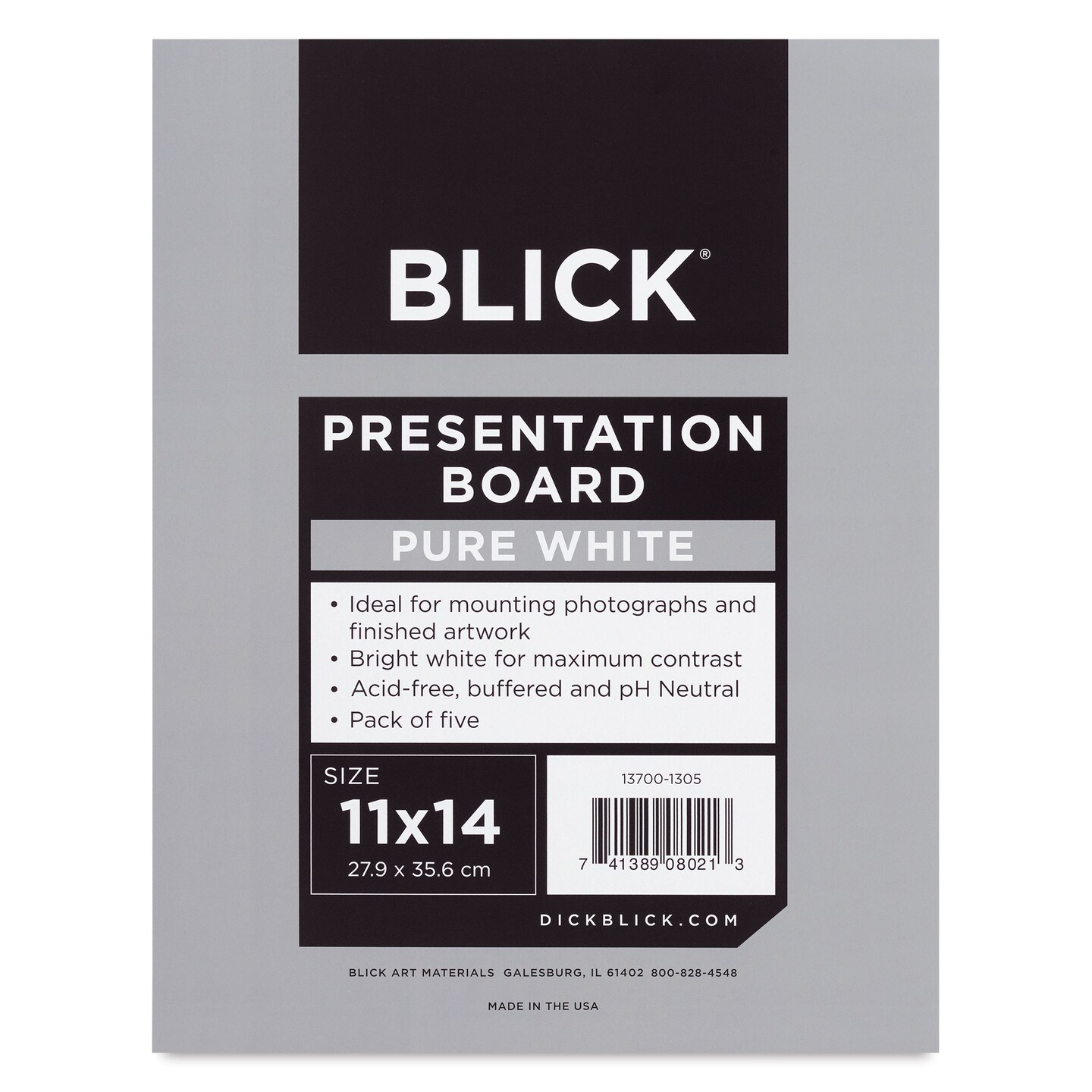 Blick Presentation Board Pack - 11&#x22; x 14&#x22;, Pure White, Pkg of 5