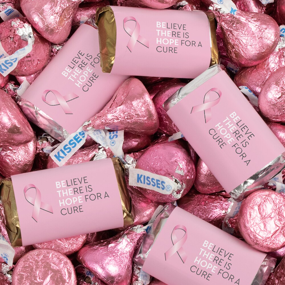 131 Pcs Breast Cancer Awareness Candy Hershey&#x27;s Miniatures and Kisses by Just Candy (1.65 lbs)