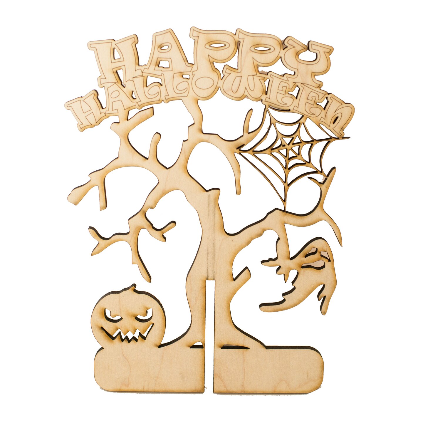Happy Halloween Tree - Art Kit - RAW Wood 8 Happy Halloween Tree - Art Kit - RAW Wood 8