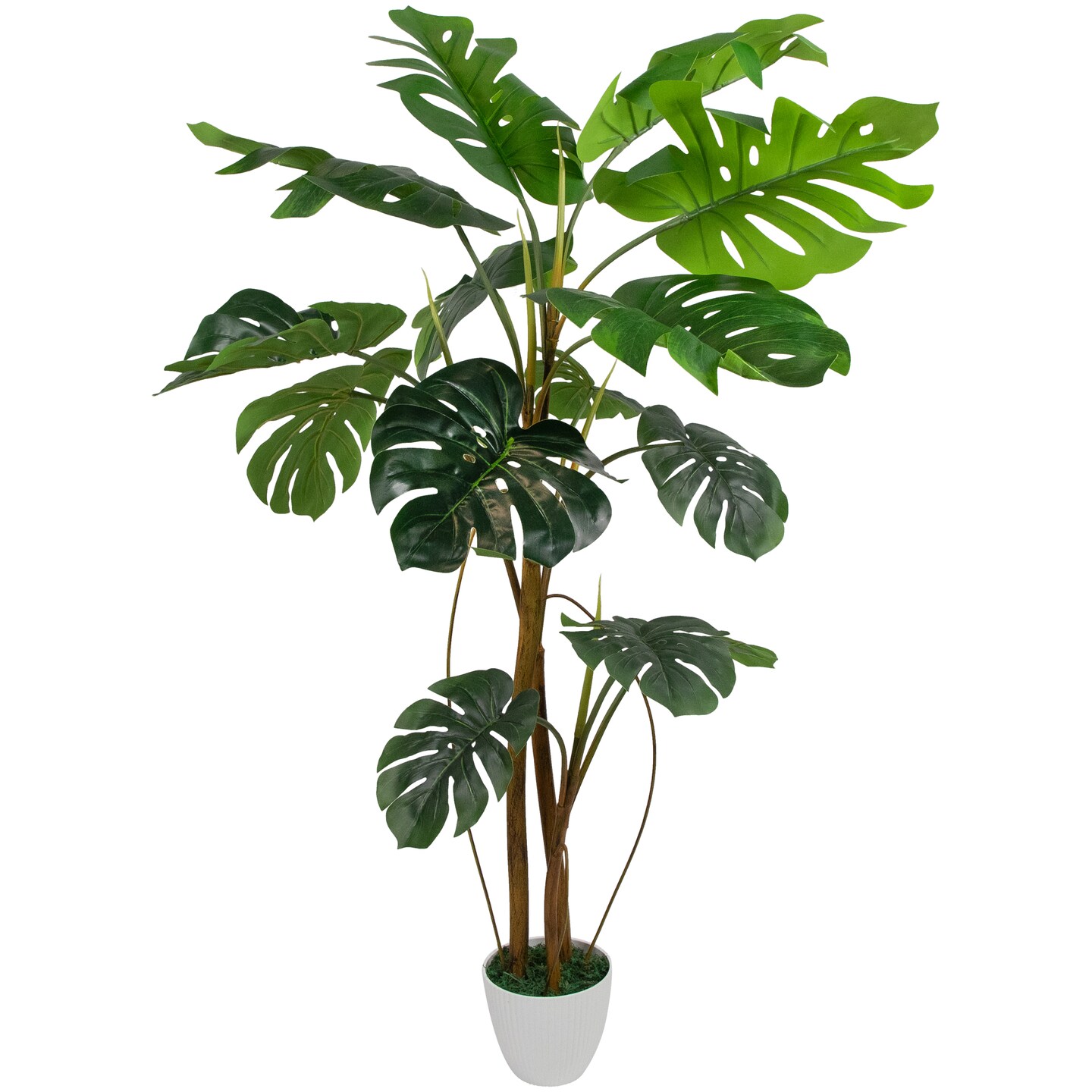 Northlight Real Touch™ Artificial Monstera Artificial Plant in a White Textured Pot - 4.25'