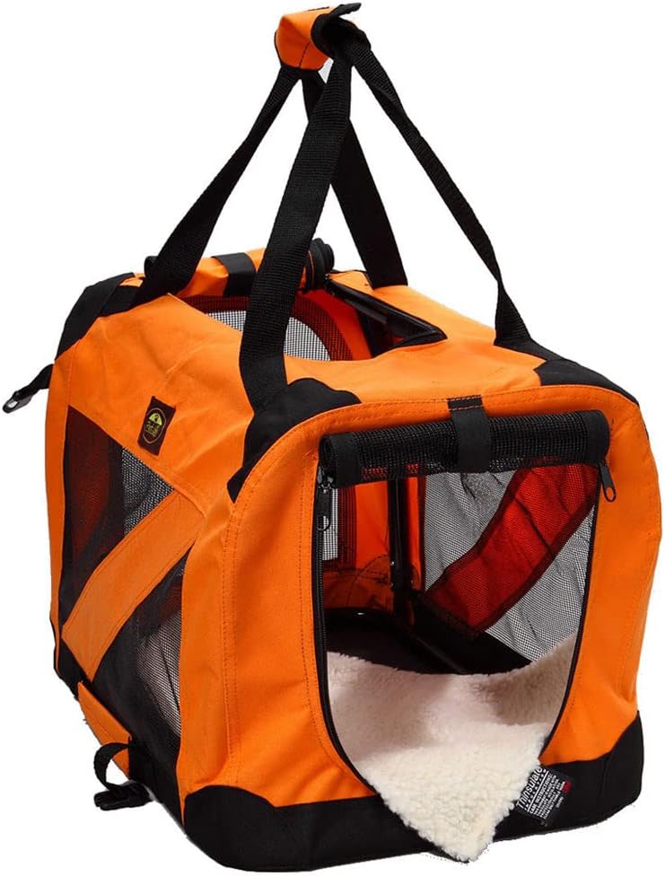 Pet Life Folding Zippered 360&#xB0; Vista View House Pet Crate Orange-XL