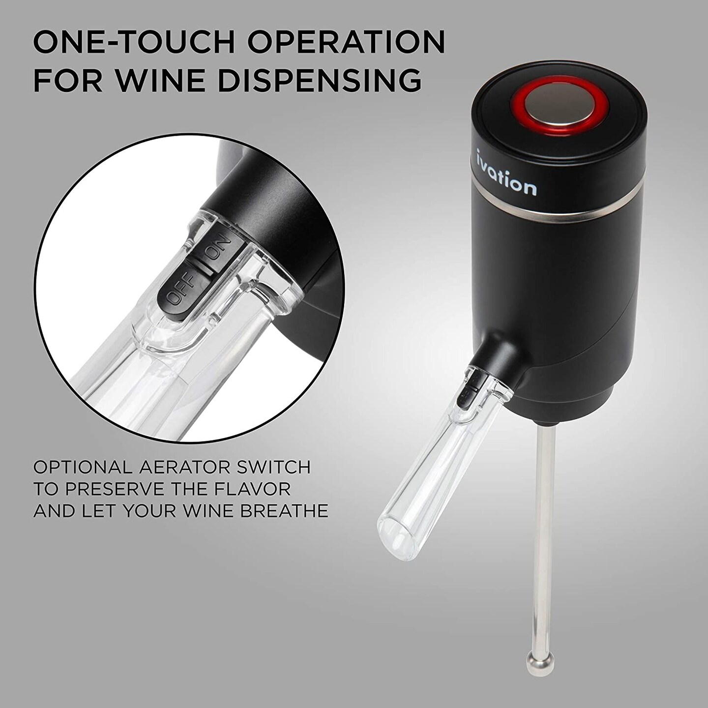 Ivation Wine Aerator and Dispenser Spout, Electric Wine Pourer and Stopper