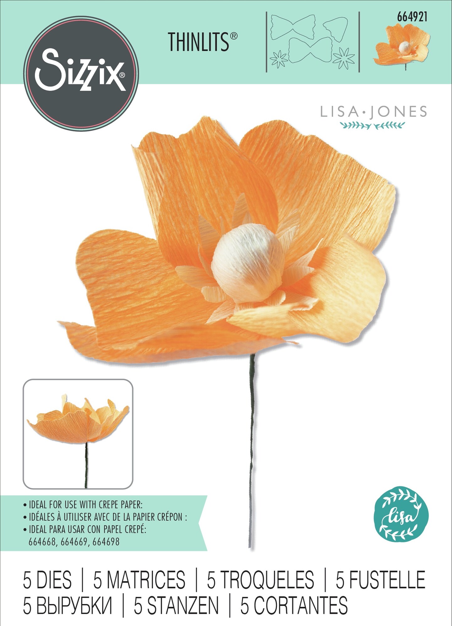 Sizzix Thinlits Dies By Lisa Jones 5/Pkg-California Poppy