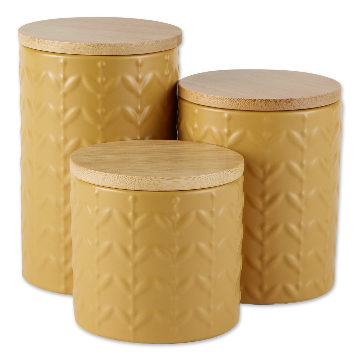 DII Honey Gold Matte Retro Vine Texture Ceramic Canister (Set of 3)