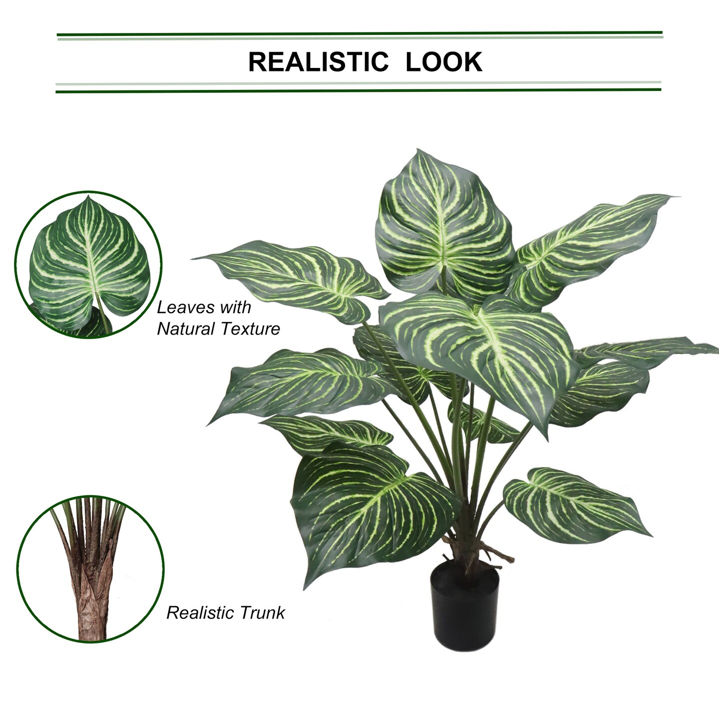 Indoor Oasis 3' Dieffenbachia Indoor Plant with Decorative Pot - Elegant Tropical Faux Greenery for Home & Office Decor - Air-Purifying, Low-Maintenance, Perfect for Living Room, Office Spaces, or Wedding Events, Floral Home by Artificial Flowers