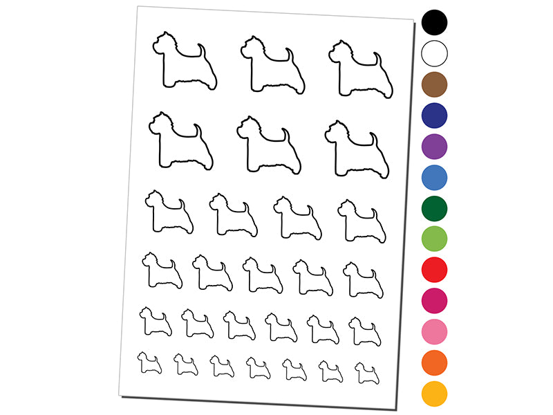 Westie West Highland White Terrier Dog Outline Temporary Tattoo Water Resistant Fake Body Art Set Collection
