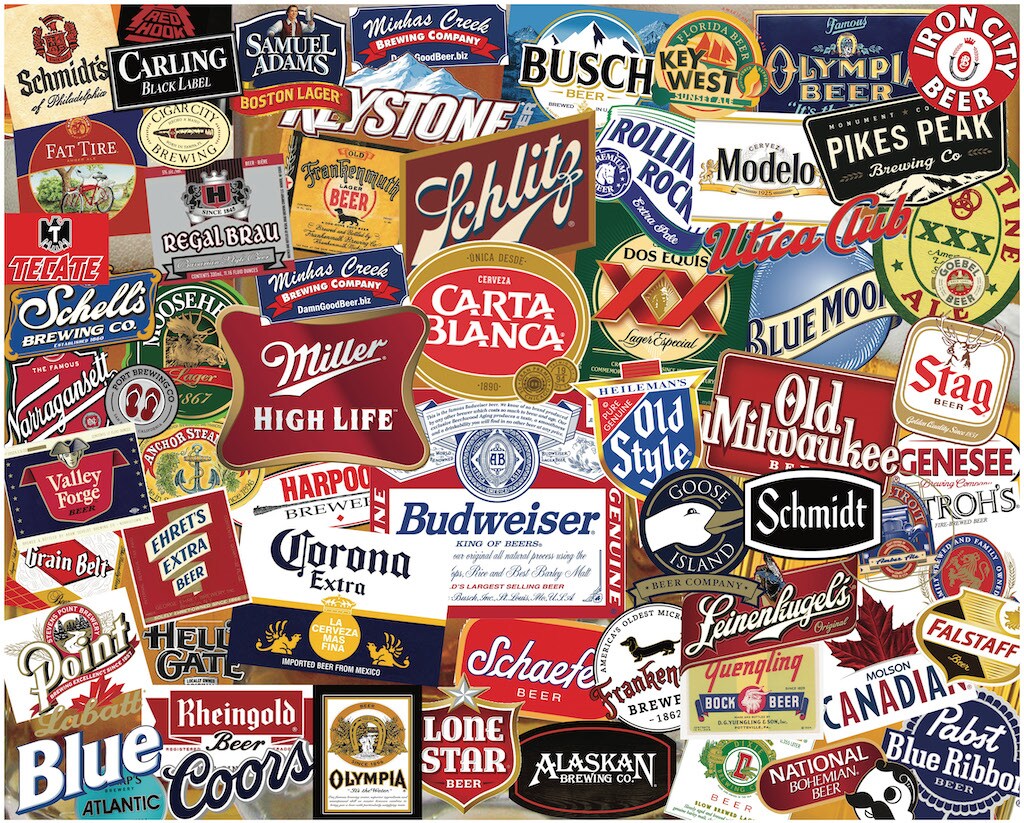 Hart 24&#x22;x30&#x22; 1000 pc Premium Jigsaw Puzzle - American Beer Labels by Smith