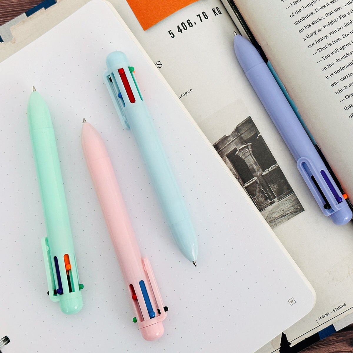 Wrapables Multi-Color 6-in-1 Retractable Ballpoint Pens for Home, Office, Stationery (Set of 8)
