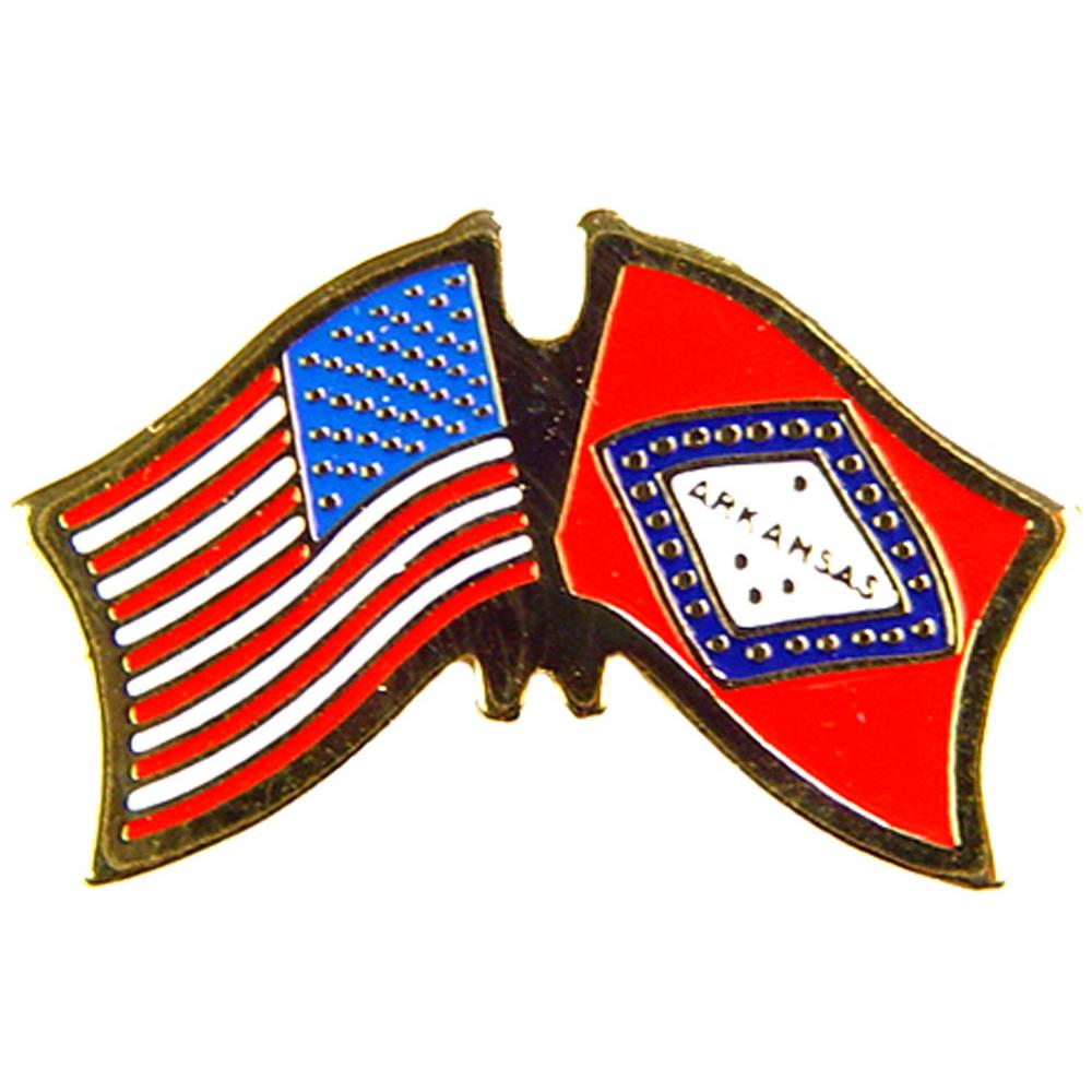American &#x26; Arkansas Flags Pin 1&#x22;